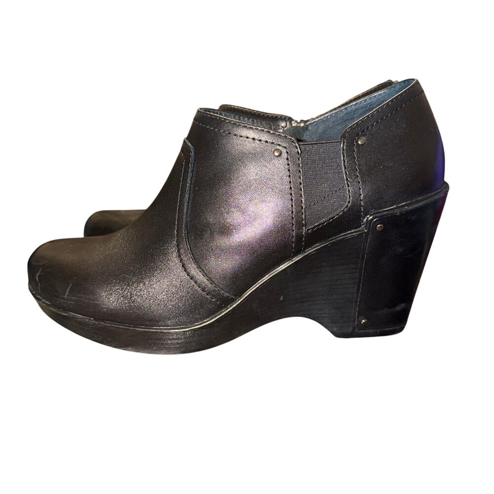 Dansko Florence Wedge Booties Women's Size 9.5 Black Leather Comfort Shoes